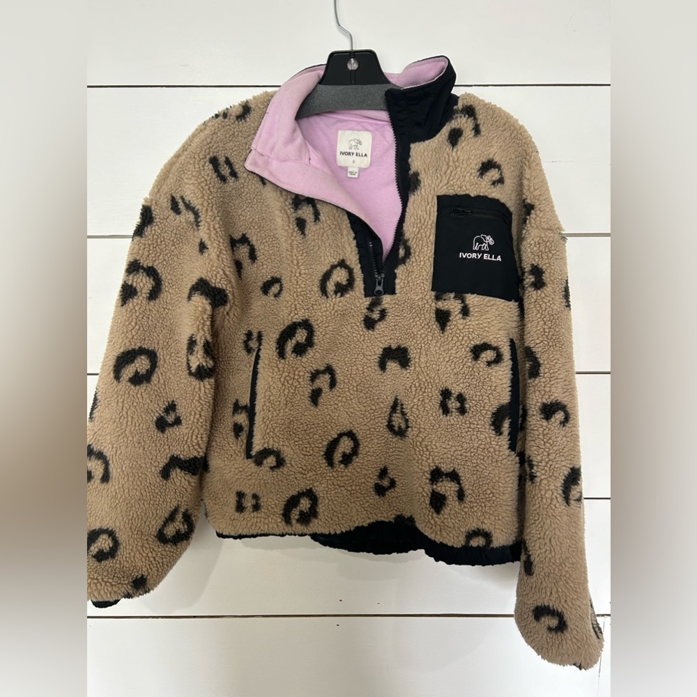 Ivory Ella small 3/4 zip Sherpa/fleece jacket